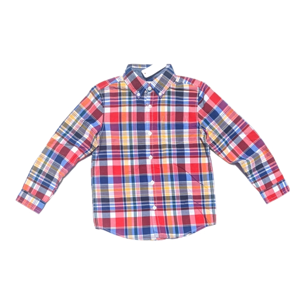 Gymboree Boys S 5-6 Plaid Button Up Long Sleeve Shirt